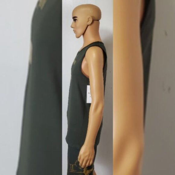 TRUE RELIGION LOUNGEWEAR TANK TOP MEN'S HORSESHOE METALLIC GOLD LOGO SIZE S OLIV - Picture 5 of 6